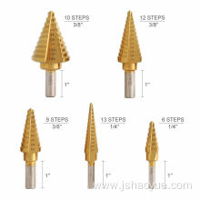 5PCS Step Drill Bits with Titanium Coated